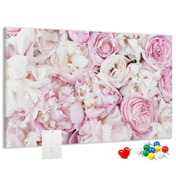 Tableau en liège Motif floral dans les tons de rose.
