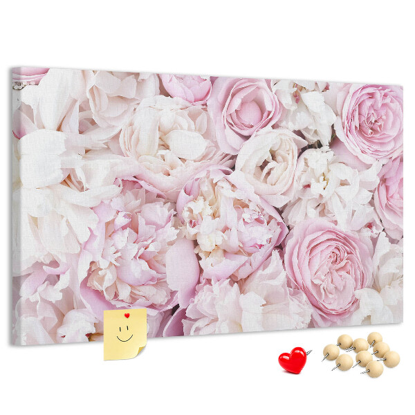 Tableau en liège Motif floral dans les tons de rose.