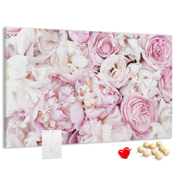 Tableau en liège Motif floral dans les tons de rose.