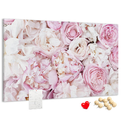 Tableau en liège Motif floral dans les tons de rose.