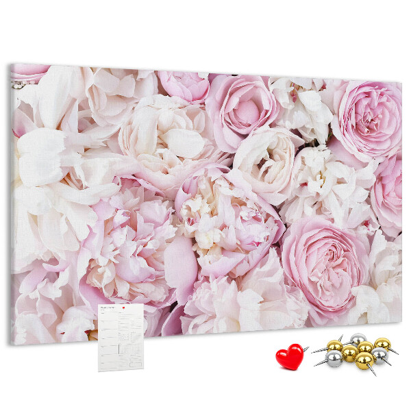 Tableau en liège Motif floral dans les tons de rose.
