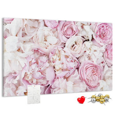 Tableau en liège Motif floral dans les tons de rose.