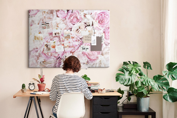 Tableau en liège Motif floral dans les tons de rose.
