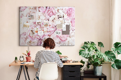 Tableau en liège Motif floral dans les tons de rose.