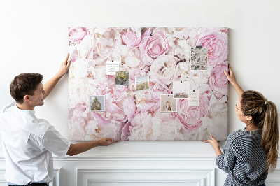 Tableau en liège Motif floral dans les tons de rose.