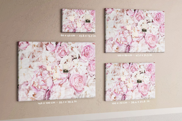 Tableau en liège Motif floral dans les tons de rose.