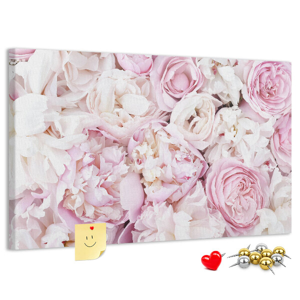 Tableau en liège Motif floral dans les tons de rose.