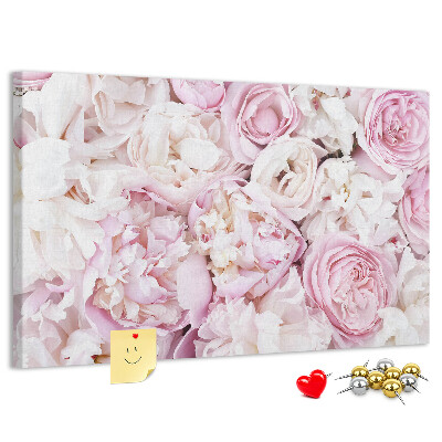 Tableau en liège Motif floral dans les tons de rose.