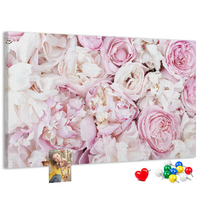 Tableau en liège Motif floral dans les tons de rose.