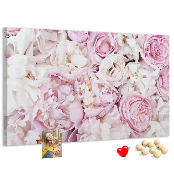 Tableau en liège Motif floral dans les tons de rose.