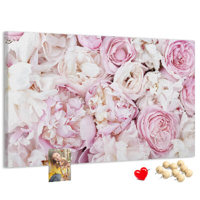 Tableau en liège Motif floral dans les tons de rose.