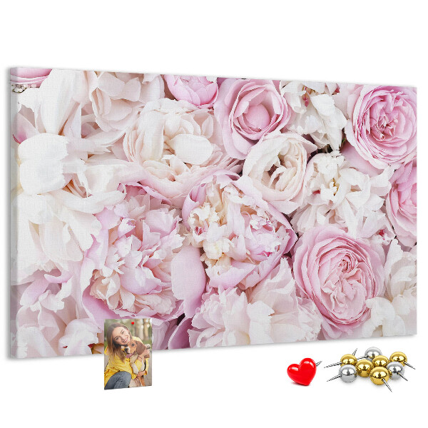 Tableau en liège Motif floral dans les tons de rose.