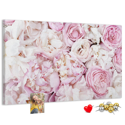Tableau en liège Motif floral dans les tons de rose.