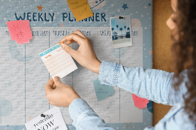 Tableau de liège Un agenda hebdomadaire au style futuriste