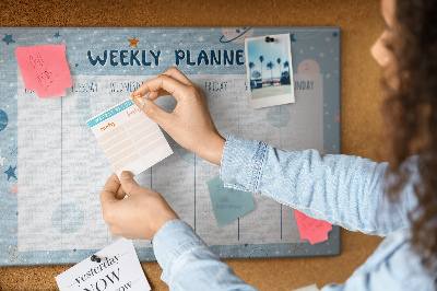 Tableau de liège Un agenda hebdomadaire au style futuriste