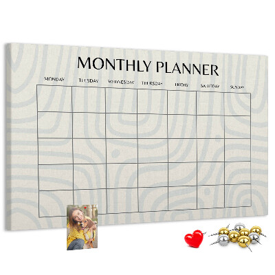 Tableau affichage liège Agenda mensuel au design minimaliste