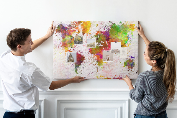 Tableau de liège Un monde coloré en éclaboussures de peinture