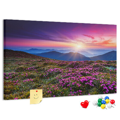 Tableau en liège Un coucher de soleil pittoresque sur le paysage montagneux