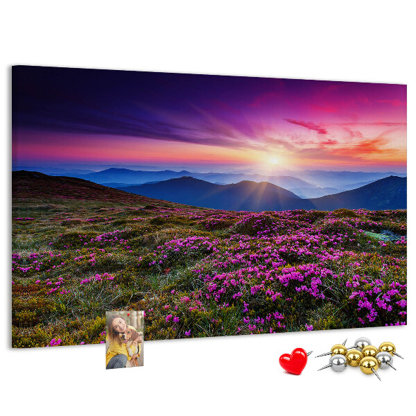 Tableau en liège Un coucher de soleil pittoresque sur le paysage montagneux