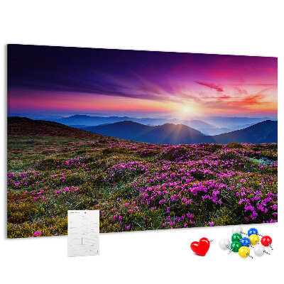 Tableau en liège Un coucher de soleil pittoresque sur le paysage montagneux
