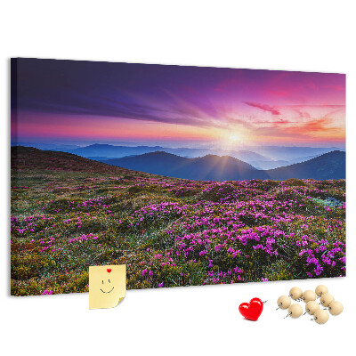 Tableau en liège Un coucher de soleil pittoresque sur le paysage montagneux