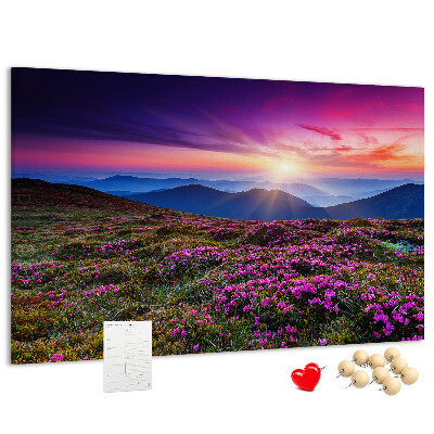 Tableau en liège Un coucher de soleil pittoresque sur le paysage montagneux