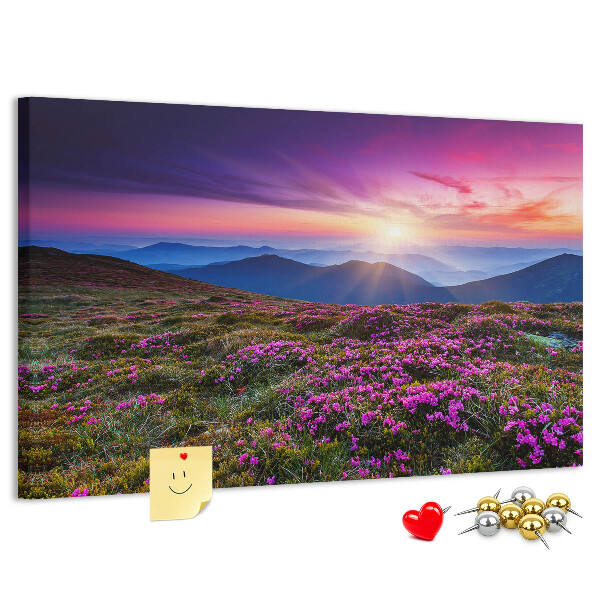 Tableau en liège Un coucher de soleil pittoresque sur le paysage montagneux