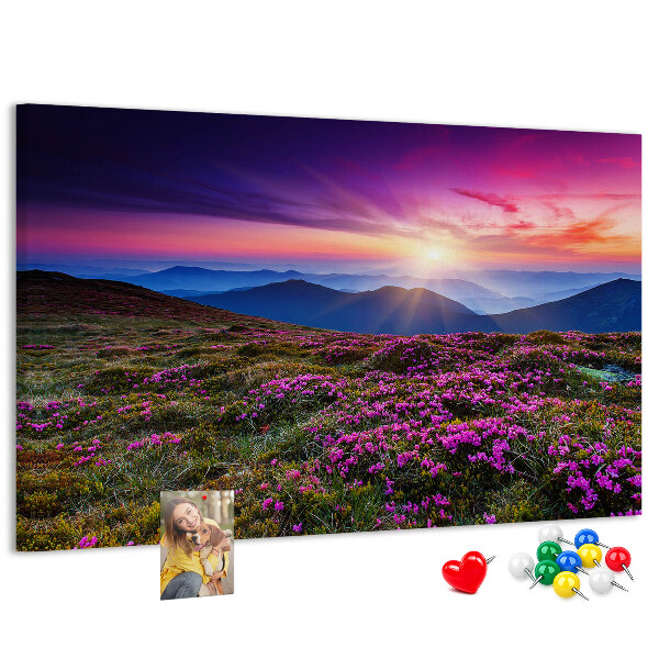 Tableau en liège Un coucher de soleil pittoresque sur le paysage montagneux