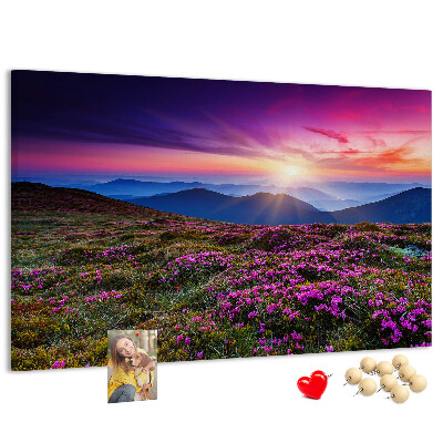 Tableau en liège Un coucher de soleil pittoresque sur le paysage montagneux