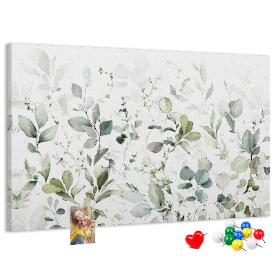Tableau affichage liège Feuilles délicates aux teintes douces
