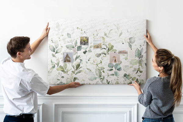 Tableau affichage liège Feuilles délicates aux teintes douces