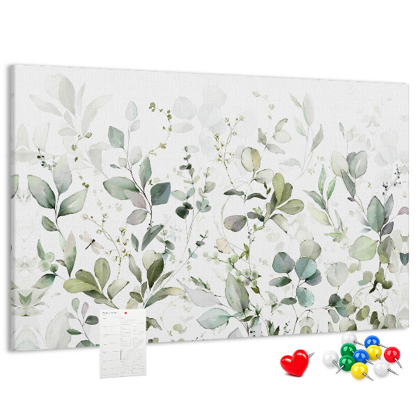 Tableau affichage liège Feuilles délicates aux teintes douces