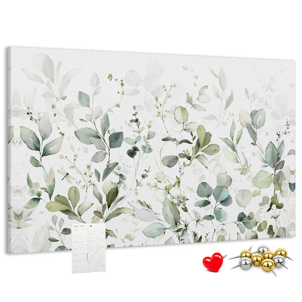 Tableau affichage liège Feuilles délicates aux teintes douces
