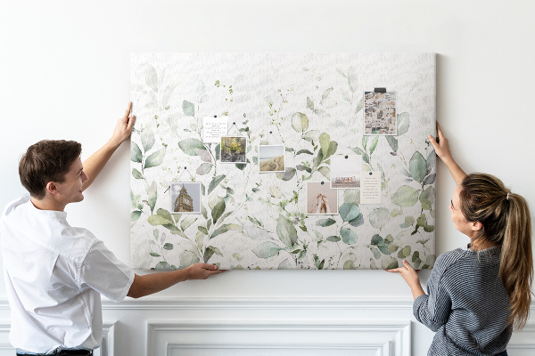 Tableau affichage liège Feuilles délicates aux teintes douces