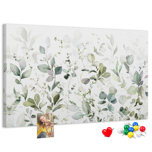 Tableau affichage liège Feuilles délicates aux teintes douces