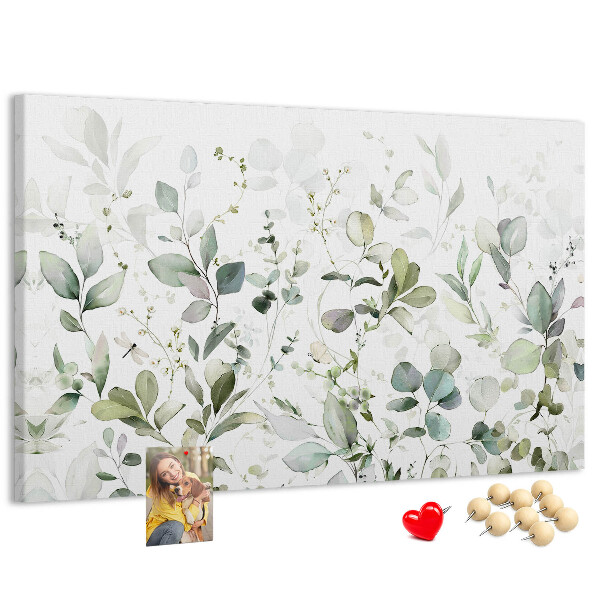 Tableau affichage liège Feuilles délicates aux teintes douces