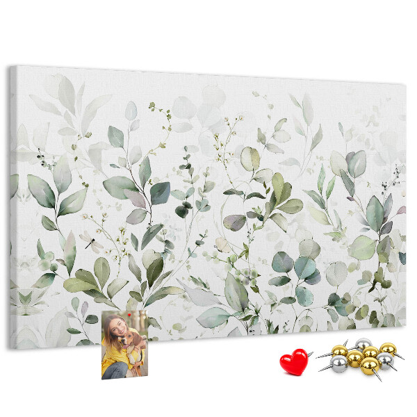 Tableau affichage liège Feuilles délicates aux teintes douces