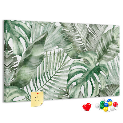 Tableau en liège Feuilles tropicales dans des tons de vert
