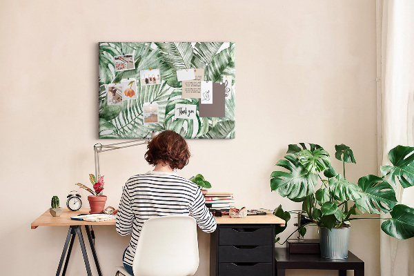 Tableau en liège Feuilles tropicales dans des tons de vert