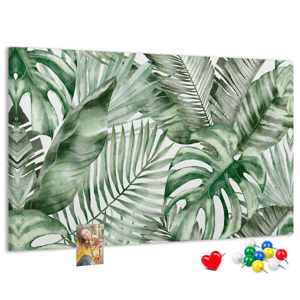 Tableau en liège Feuilles tropicales dans des tons de vert
