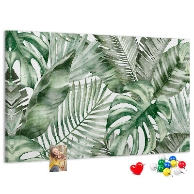 Tableau en liège Feuilles tropicales dans des tons de vert