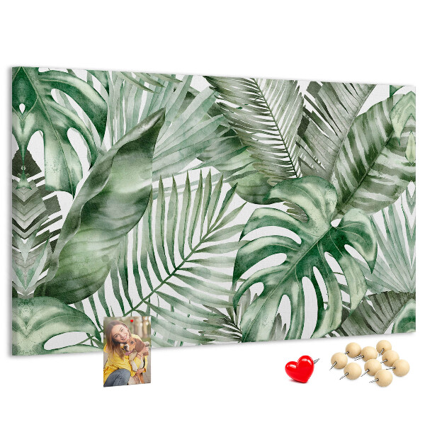 Tableau en liège Feuilles tropicales dans des tons de vert