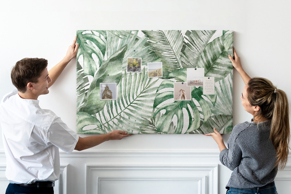 Tableau en liège Feuilles tropicales dans des tons de vert