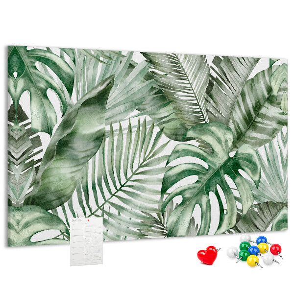 Tableau en liège Feuilles tropicales dans des tons de vert
