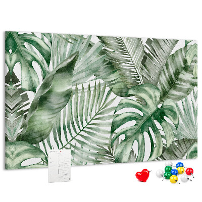 Tableau en liège Feuilles tropicales dans des tons de vert