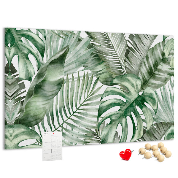 Tableau en liège Feuilles tropicales dans des tons de vert