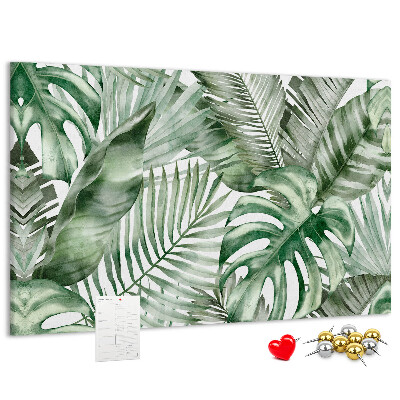 Tableau en liège Feuilles tropicales dans des tons de vert