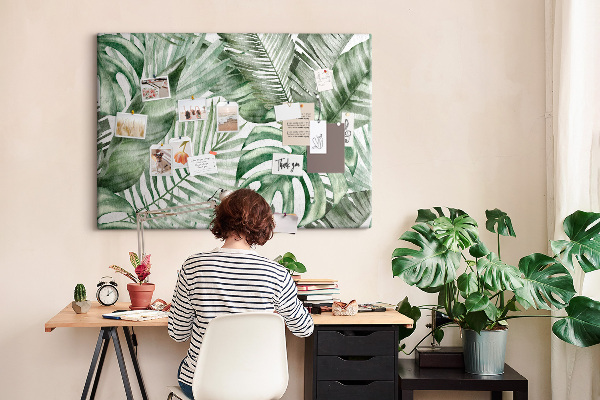 Tableau en liège Feuilles tropicales dans des tons de vert