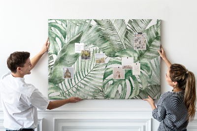 Tableau en liège Feuilles tropicales dans des tons de vert