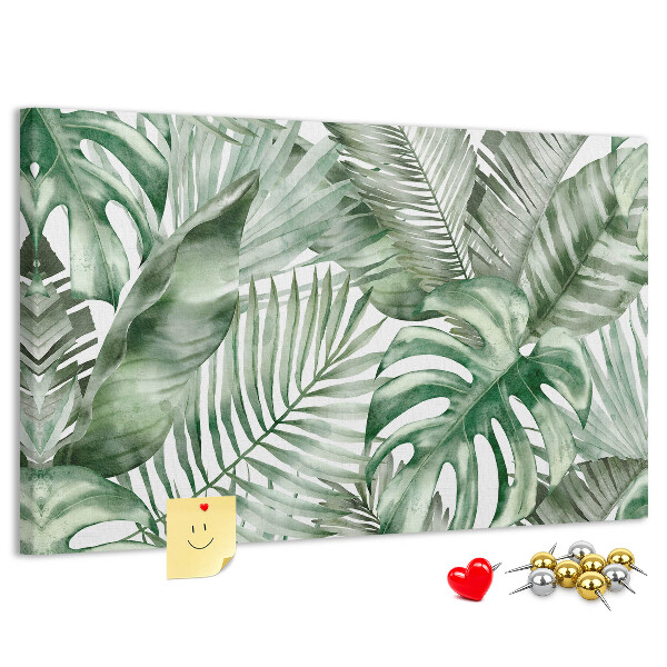Tableau en liège Feuilles tropicales dans des tons de vert